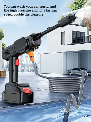 Pistola de agua para lavado de coches de alta presión, inalámbrica, portátil, para el hogar, batería de litio recargable, potente pistola de agua de limpieza