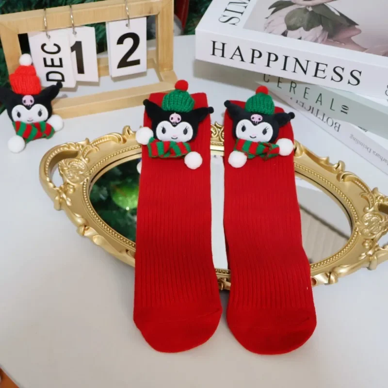 Süße Anime Kawaii MINISO Ins Kuromi Kinder Weihnachtsstrümpfe Niedliche Cartoon Schöne Puppe Haufen Socken Ins Geschenke für Kinder