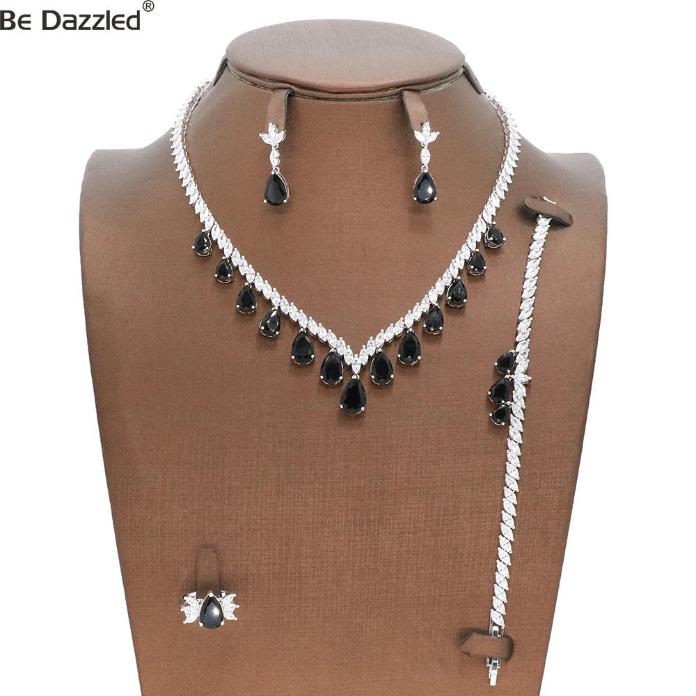 

4 шт./комплект, Женские Ювелирные украшения с черным Цирконом