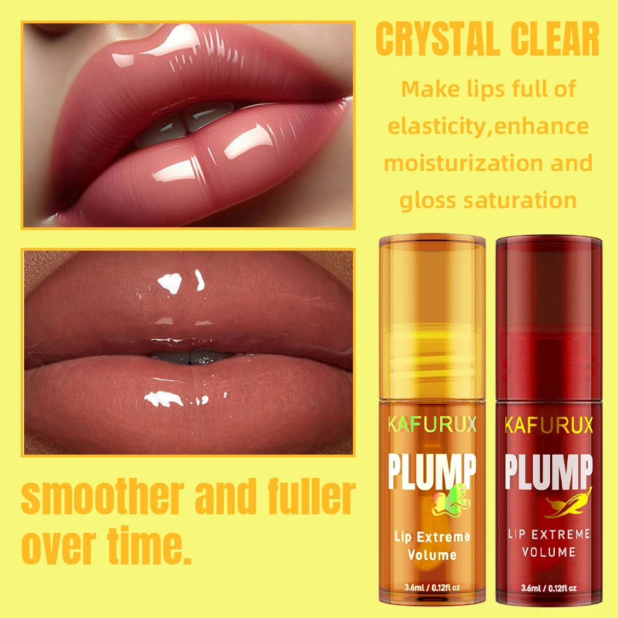 2PC Lip Plump Long Lasting Lip Oil Moisturizing Lip Gloss Serum Instant Volumising Essence Oil Repair Lip Fine Lines เพิ่ม El
