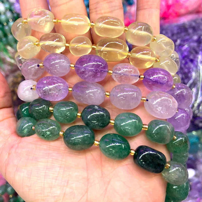 

Natural Strawberry Lemon Quartz Amethyst Beads 15'' Irregular Freeform DIY Loose Beads For Jewelry Making Bracelet Necklace Gift