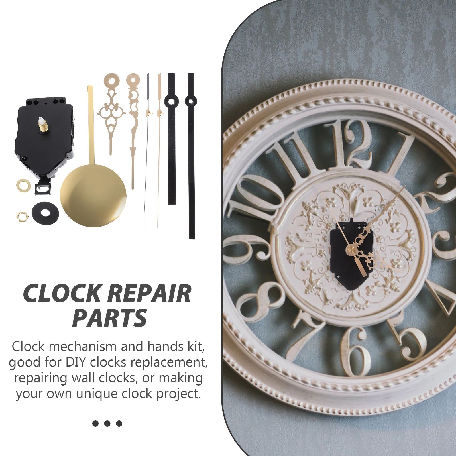 

Durable Metal Clock Mechanism Kit High Precision Hands for DIY Repair Projects and Wall Clocks Clock Movement Replacement