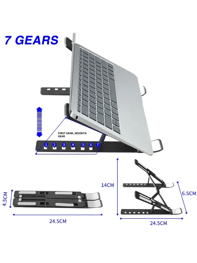 Faltbarer Laptop-Ständer 7 Stufen ABS Tragbarer Tablet-Computer-Halter Universeller Pad-PC-Halter für Macbook Apple Air Pro Lenovo