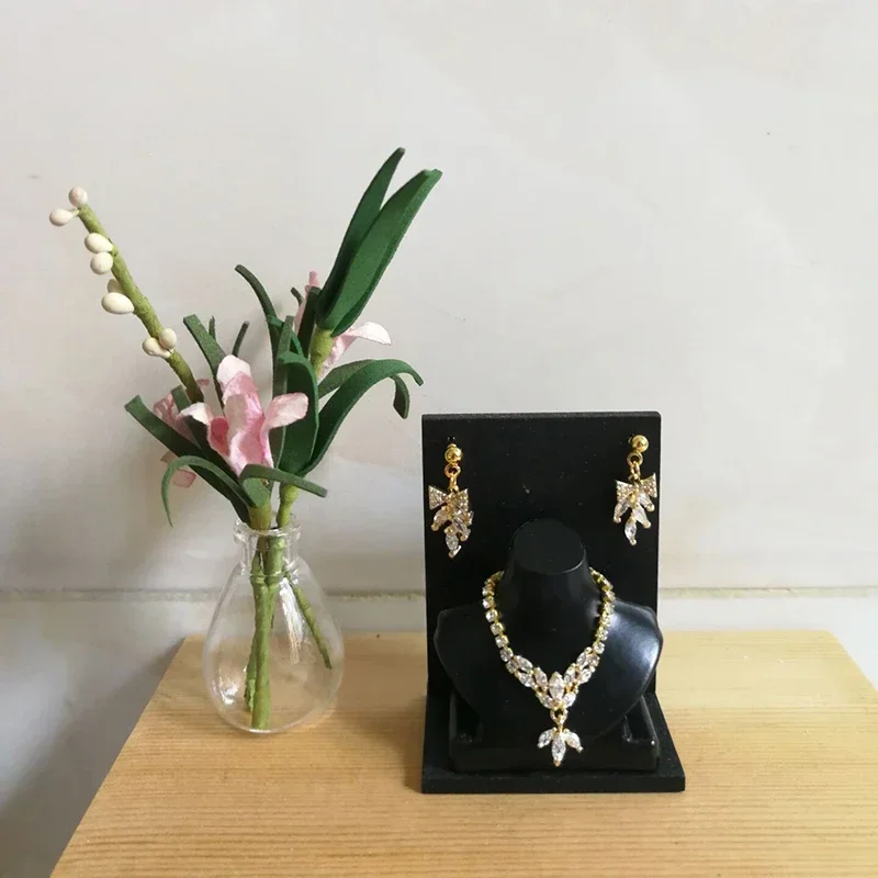 1:6 Doll Mini Jewelry Earring Necklace Set (including Display Rack) for Doll Decorative Toys, Doll Gift Accessories