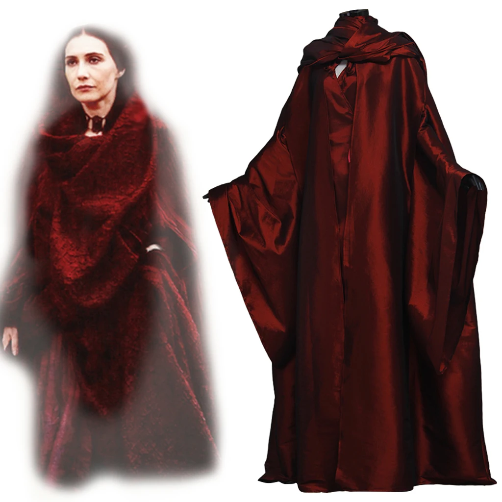 

Melisandre Cosplay the Red Woman Costume Women's Red Dress Cloak Halloween Carnival Party Show Stage Outfit