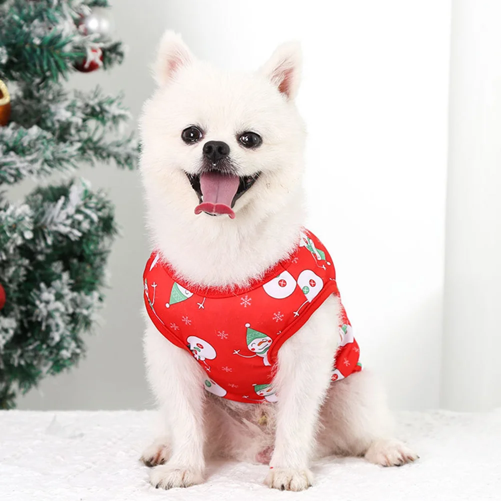 

1Pcs Christmas Pet Vest Xmas Dog Clothes Polyester Cute Vest Small Dog Outfit Holiday Party Costume Pet Clothes