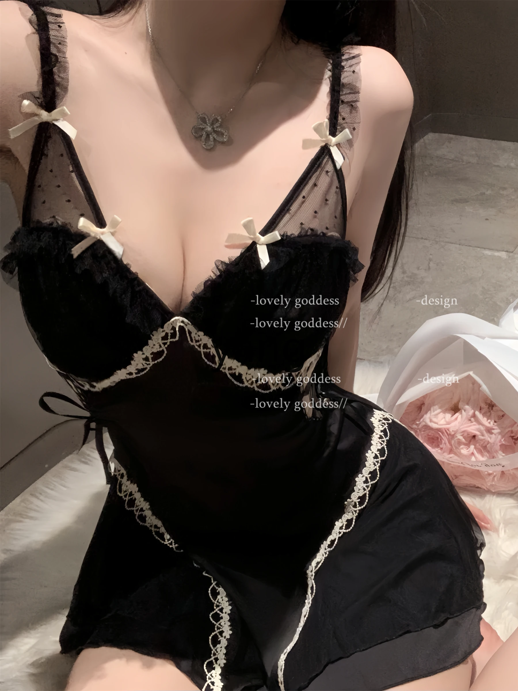 LMM French nightdress satin thin loungewear pajamas