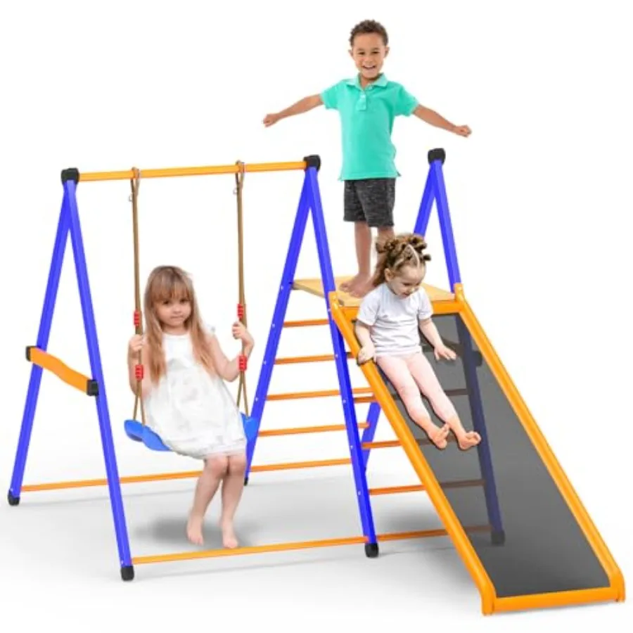 

Pikler Triangle Set 4-in-1Foldable Indoor Jungle Gym for Multifunction Indoor Climber Playset with Swing Formaldehyde-Free Indo