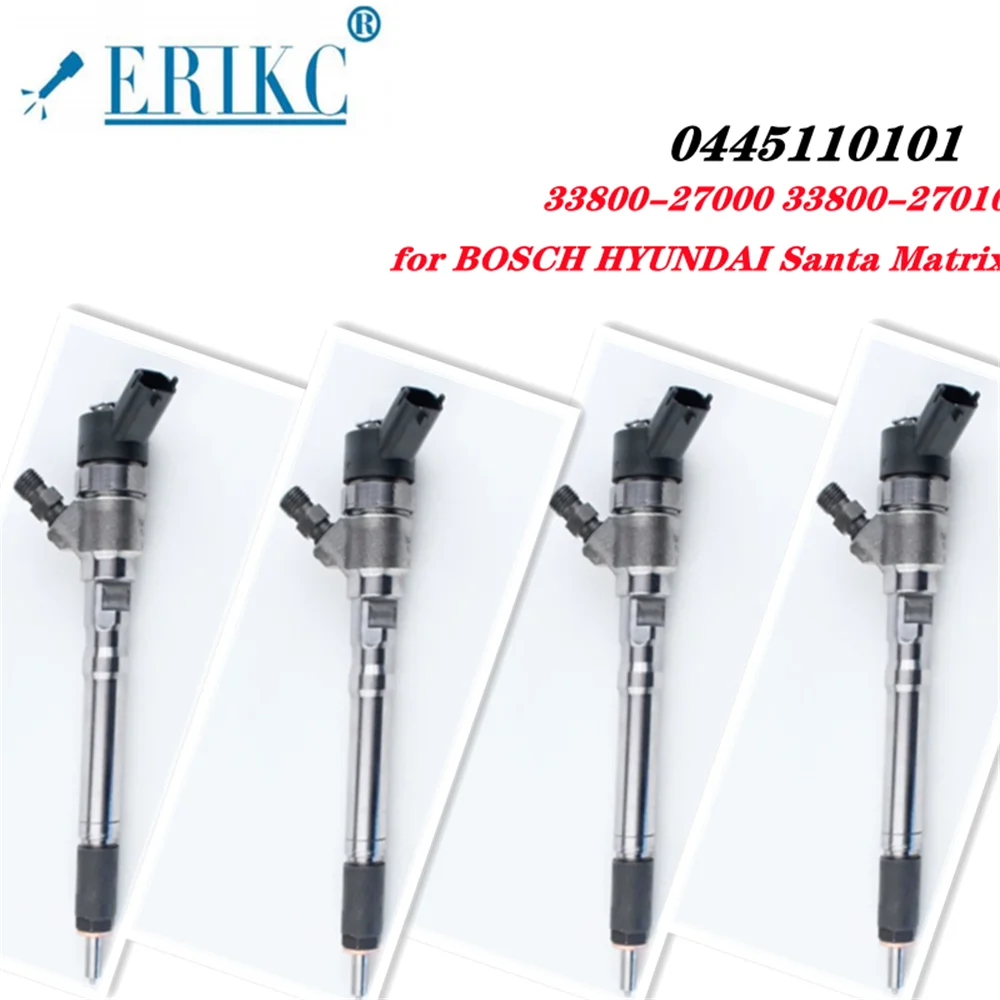 

ERIKC 4 PCS Diesel Common Rail Injector 0445110101 HYUNDAI Santa Matrix :33800-27000 F 00T E00 64N For 33800-27010