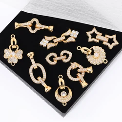 Juya 18K Gold Plated Decorative Fasteners Connector Locks Pearls Clasps Accessories For DIY Needlework Beads Jewelry Making