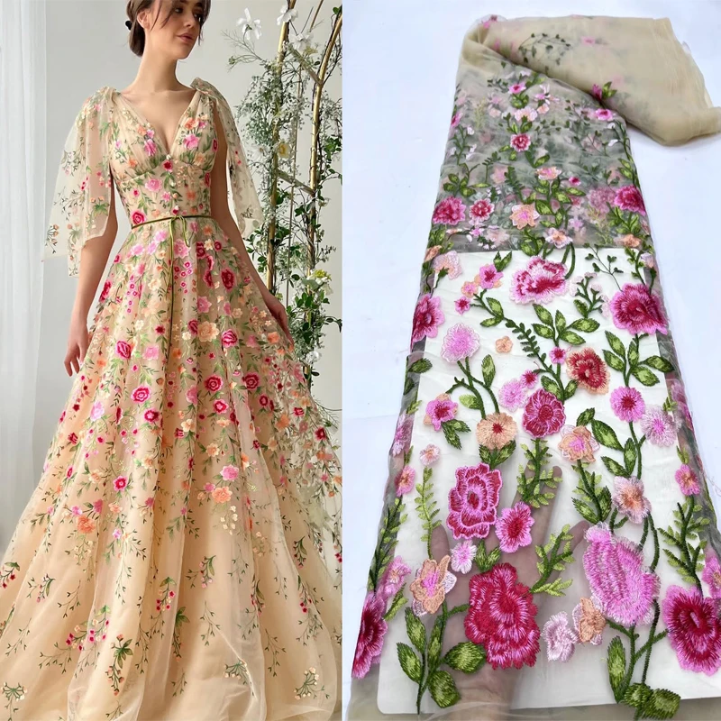 

Кружевная модная африканская сетчатая кружевная ткань высокого качества с блестками, французская кружевная ткань с 3D аппликацией, сетчатое кружево для свадебного шитья