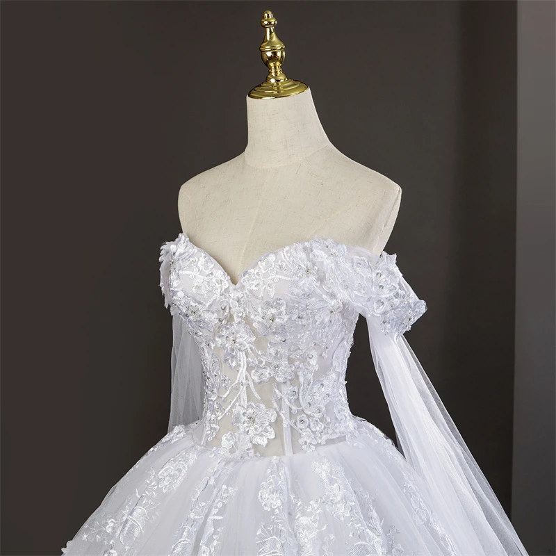 Słodkie Suknie Ślubne Luksusowa Koronkowa Suknia na Przyjęcie Weselne z Trenem Klasyczna Suknia Ślubna Szyta na Miarę Nowość 2025 Plus Size