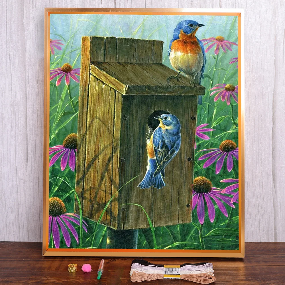 

Пейзаж, птичий домик, ткань с принтом, 11CT, набор для вышивки крестиком, сделай сам, вышивка, ручная работа, рукоделие, хобби, волшебный дизайн, подарок