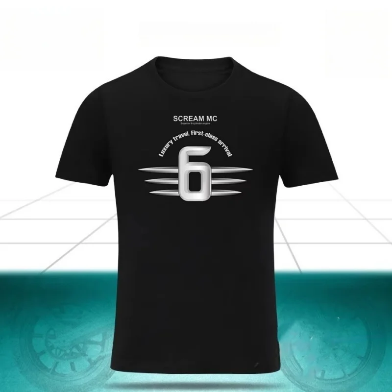 

Spring and Summer Men's Motorcycle Six-cylinder Travel Motorcycle Printed Short-sleeved T-shirt High-quality Short-sleeved