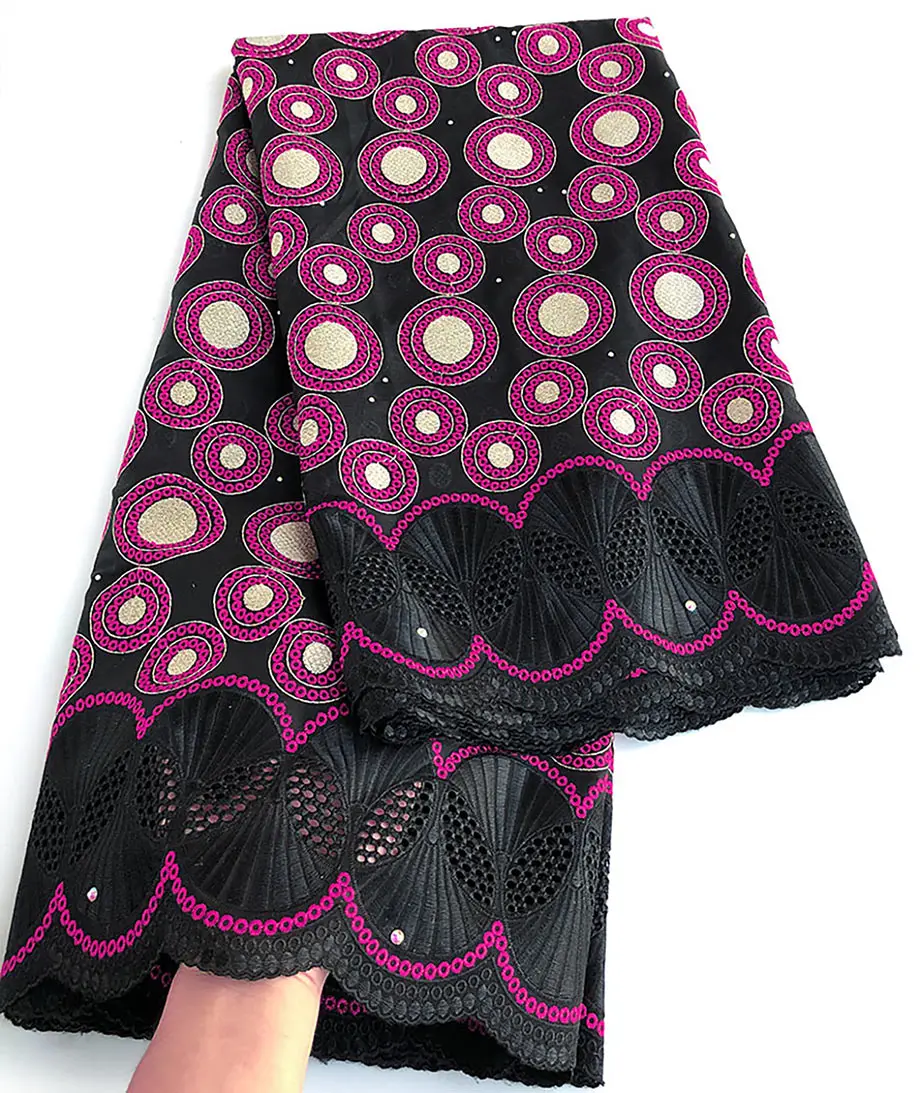 

Super Quality African Embroidery Lace Fine Swiss Voile Fabric Delicate Traditional Celebrants Cotton Dress Comfortable Weight