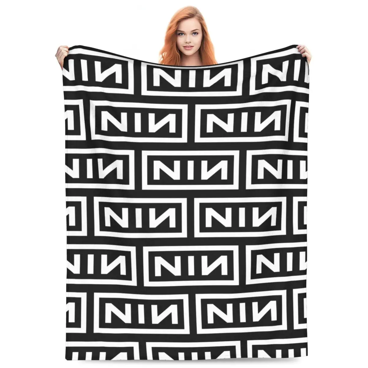 NIN Logo Nine Inch Nails Blanket Flannel Sofa Throw Blanket Multi-function for Home Bedroom Throws Bedspread Quilt