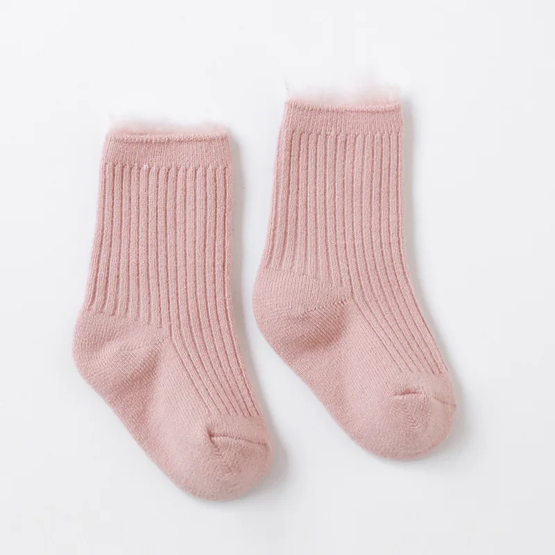 Winter New Baby Thickened Plush Warm Mid Socks Newborn Toddler Soft Solid Color Velvet Socks Girls Infant Boys Cute Socks 0-5Y