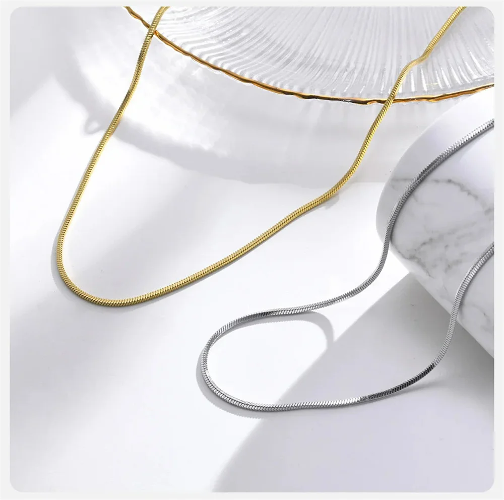 1,2 mm Edelstahl Quadratische Schlangenkette Halskette Hip-Hop Männer Schlüsselbeinkette Halskette Mode Street-Schmuck Accessoires – Detail 1