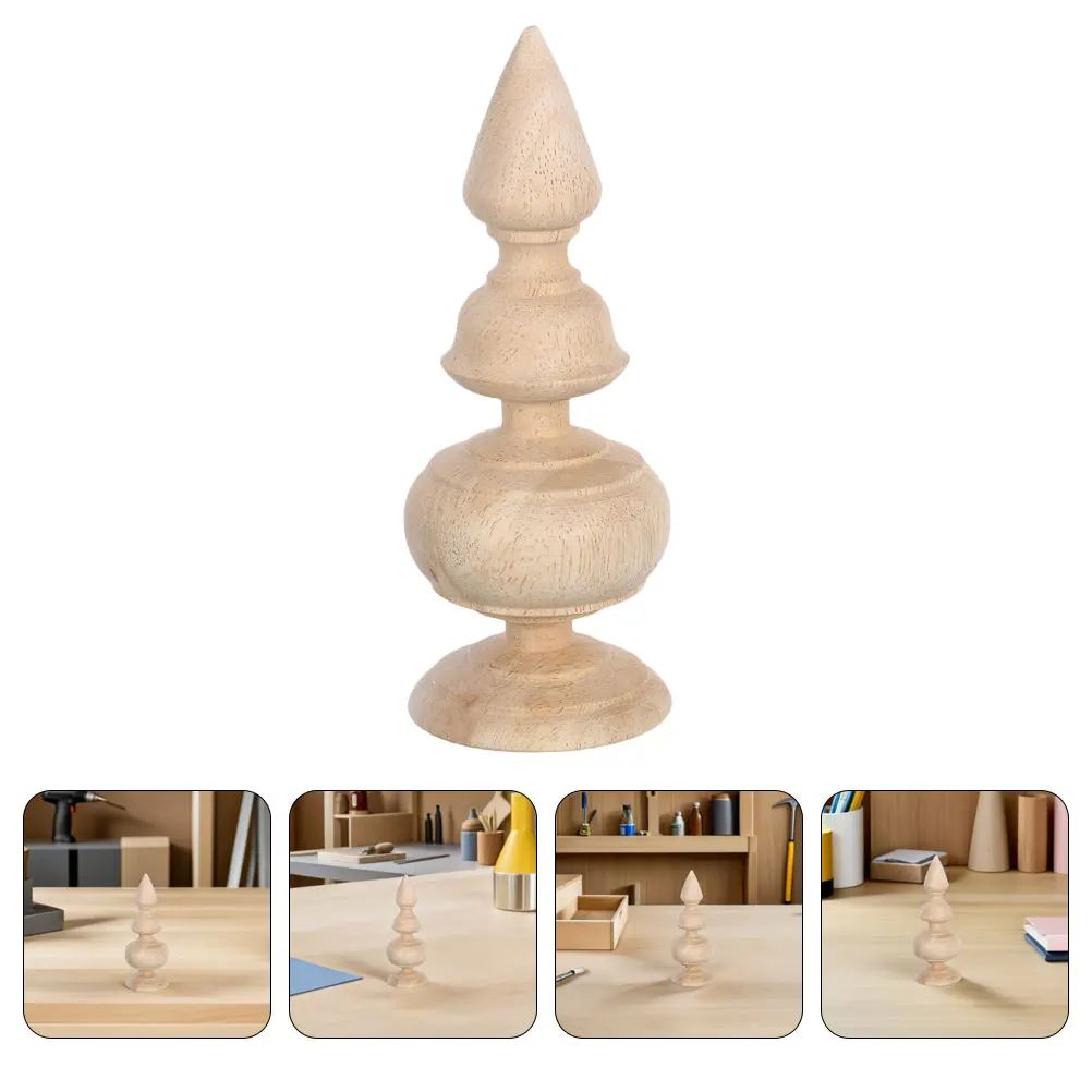 

2pcs Solid Wood Decorative Columns Unpainted Wooden Finial Unfinished Topper Staircase Handrails Ball Carved Finials Post For
