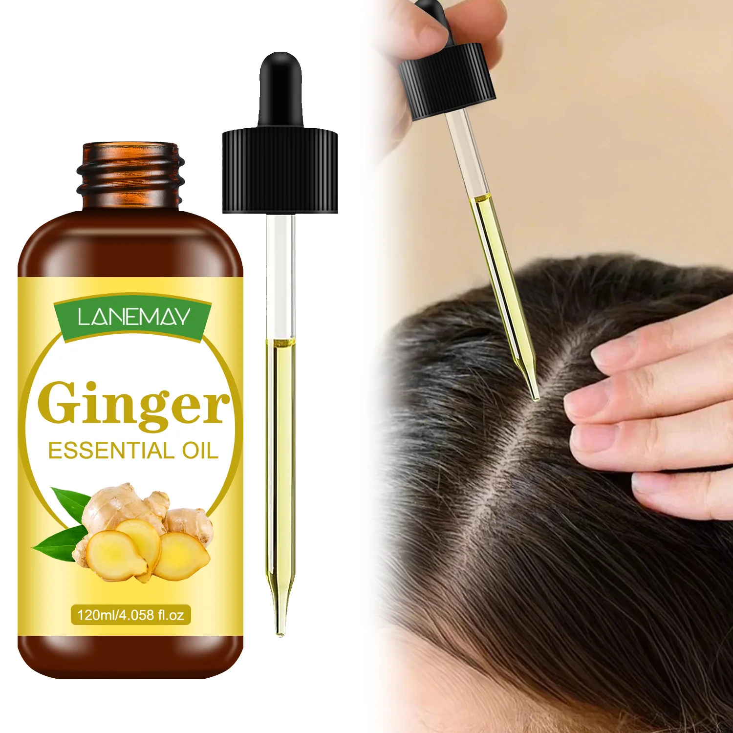 Ginger Essential Oil Deeply Moisturizes and Nourishes Hair, Reduces Dryness, and Provides Care for Split Ends 120ml