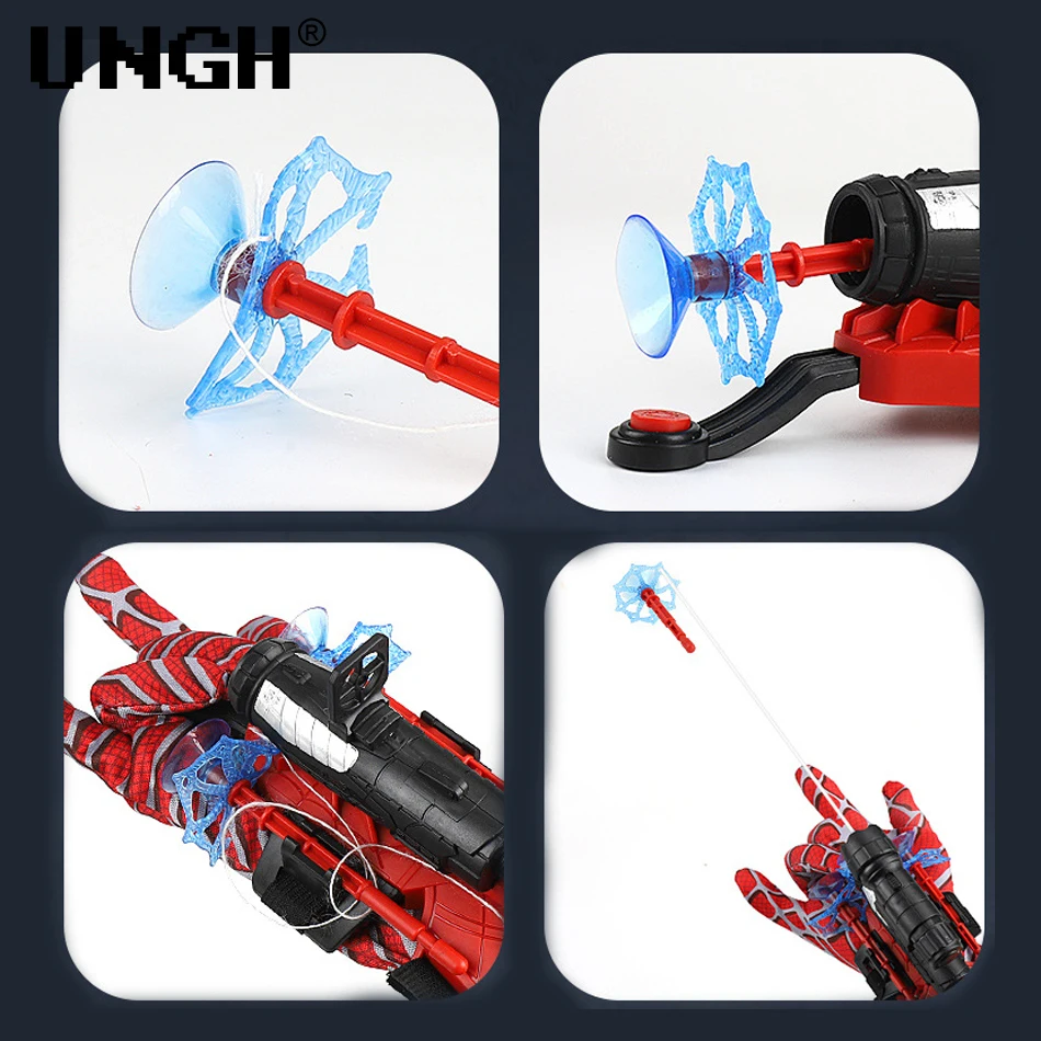 UNGH Spiderman Web Wrist Launcher Shooters Spider Man Upgraded Version Peter Parker Cosplay Gadgets Set Toys for Children Gift K