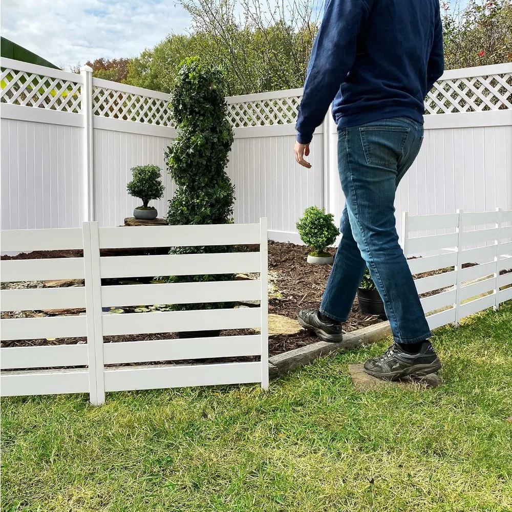 White Vinyl Fence Board, Easy to Install, DIY Fence Kit, No Need to Excav, 26 Inch High X 24 Inch Wide, 3 Pieces