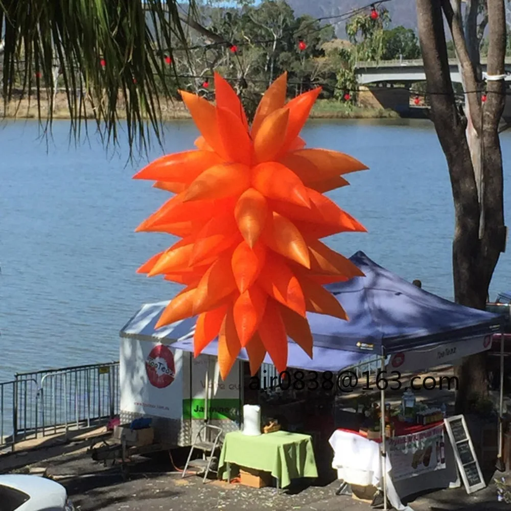 كرات برتقالية عملاقة قابلة للنفخ بطول 3 أمتار مع أضواء LED لمرحلة الحفلات وعروض المهرجانات وديكورات أحداث النادي