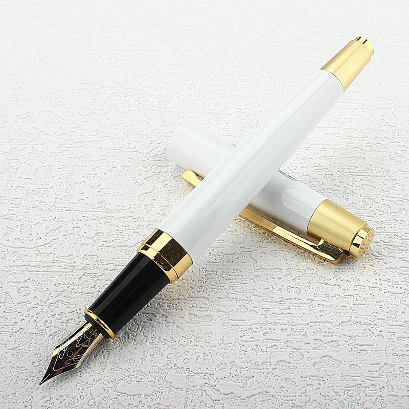 

Luxury Quality 5115 Metal White Fountain Pen Financial Office Student School Stationery Supplies Ink Pens