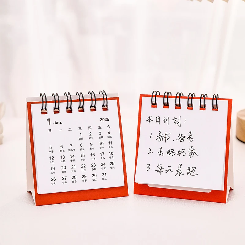 New Year Mini Desktop Calendar Cute Fashion Vertical Flip Desktop Calendar Small Family Daily Planner Calendar Gift