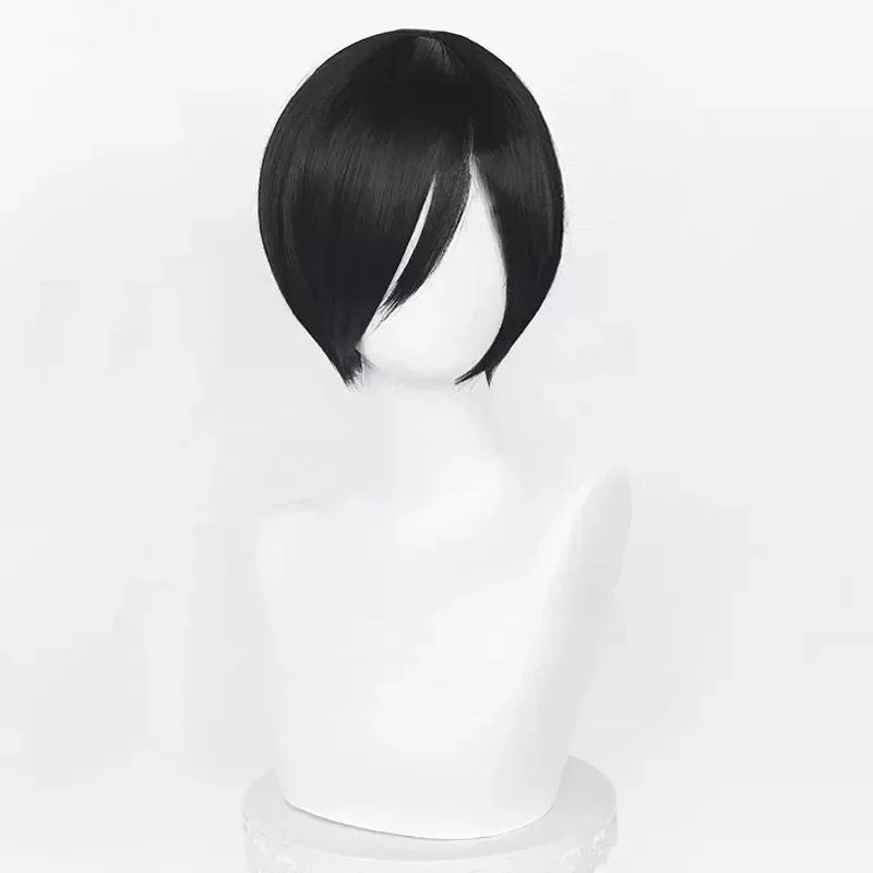 Wig Cosplay Game Ada Wong Wig Ada Wong 32Cm Rambut Sintetis Tahan Panas Hitam Pendek Wig Permainan Peran Pesta Wanita