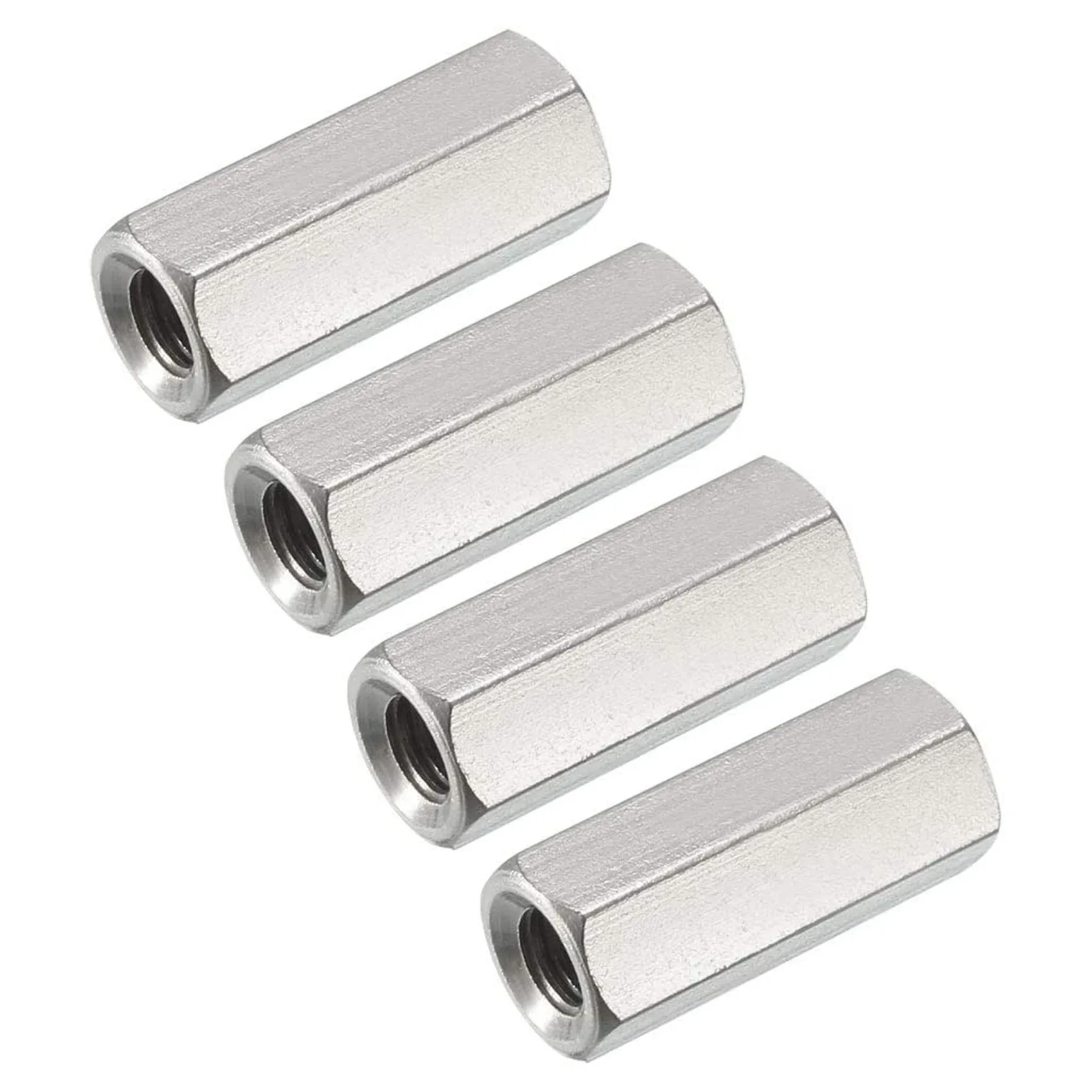 4PCS M6 x 1 Pitch 25 mm Long 304 Stainless Steel Metric Hexagon Stud Extension Hexagon Nut