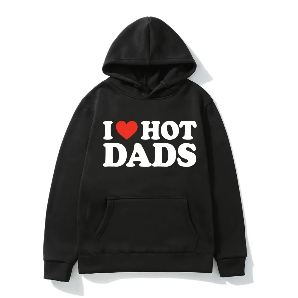

Худи I Love Hot Dads с красным сердцем и надписью для мужчин и женщин, модная толстовка с капюшоном, толстовки, пуловеры, спортивный костюм унисекс, одежда