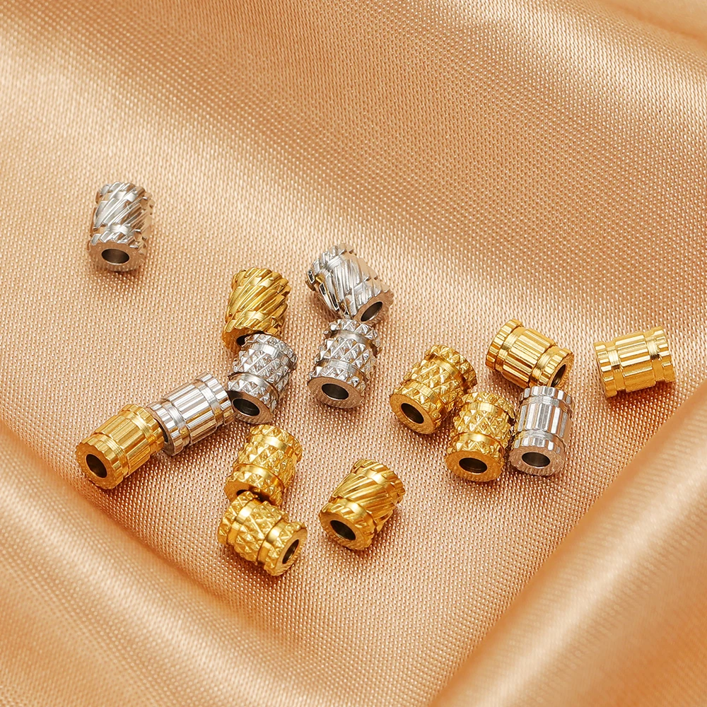20 Stück Edelstahl-Perlen in Goldfarbe mit großem Loch, Spacer-Perlen für DIY-Armbänder, Halsketten und Schmuckherstellung. – Detail 5