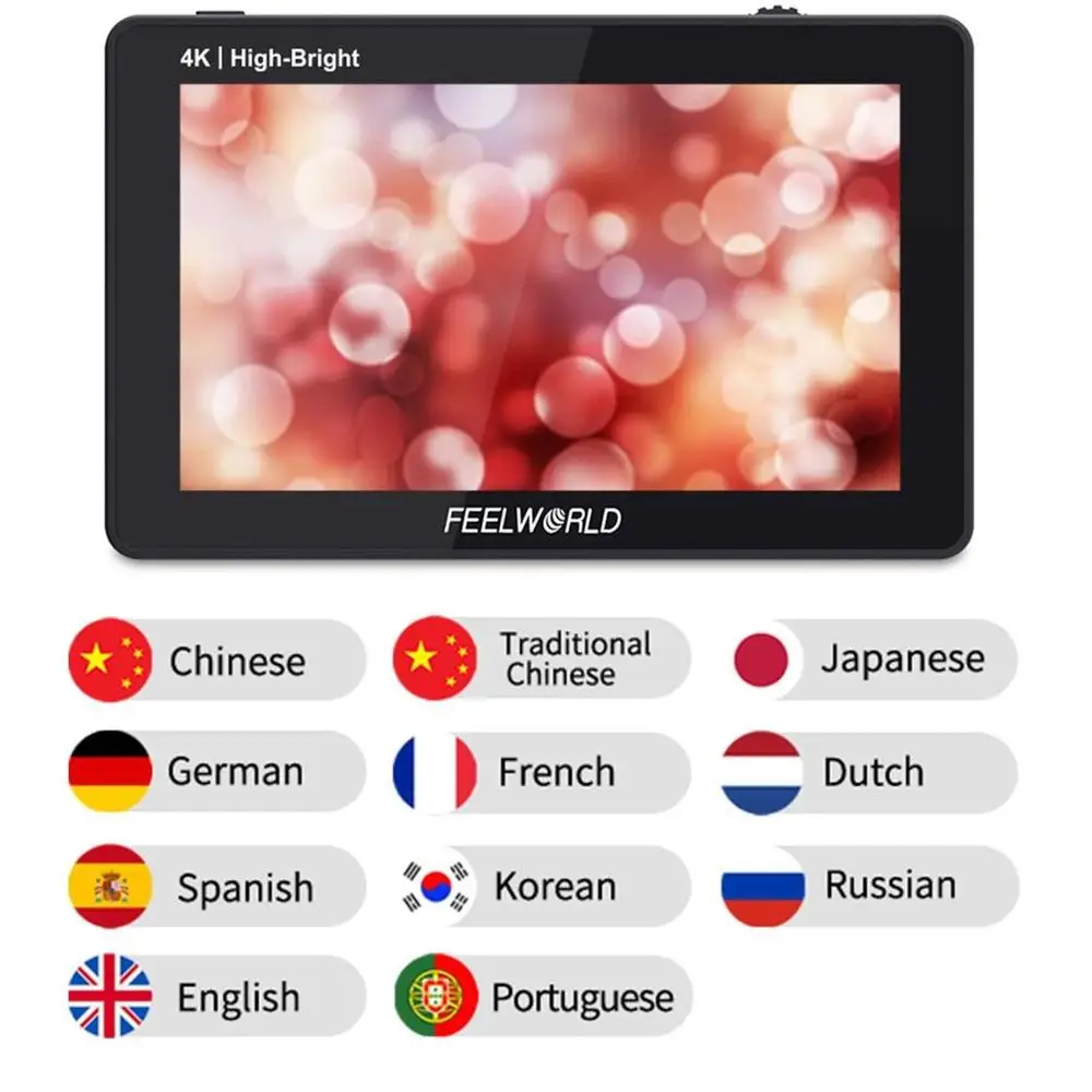 شاشة Feelworld F6 PLUSX 5.5 بوصة تعمل باللمس على الكاميرا DSLR شاشة ميدانية ثلاثية الأبعاد LUT 1920x1080 4K شاشة فيديو F6 PLUS مطورة