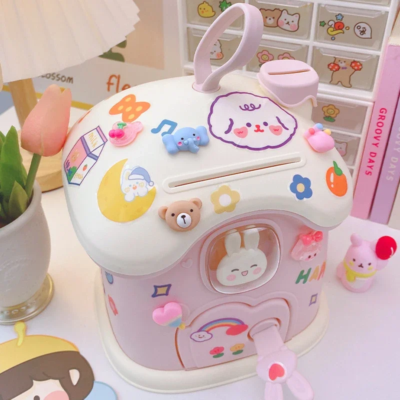 여아용 DIY 크리에이티브 머니 뱅킹 장난감, 돼지 저금통, 돈 절약 냄비, 동전 상자, 열쇠 잠금, 크리스마스 선물, 어린이용 장난감