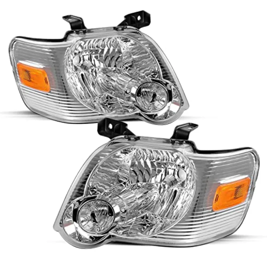

Headlight Assembly Replacement for 2006-2010 Explorer Headlamp Driver & Passenger Side (Chrome Housing with Amber Reflector)