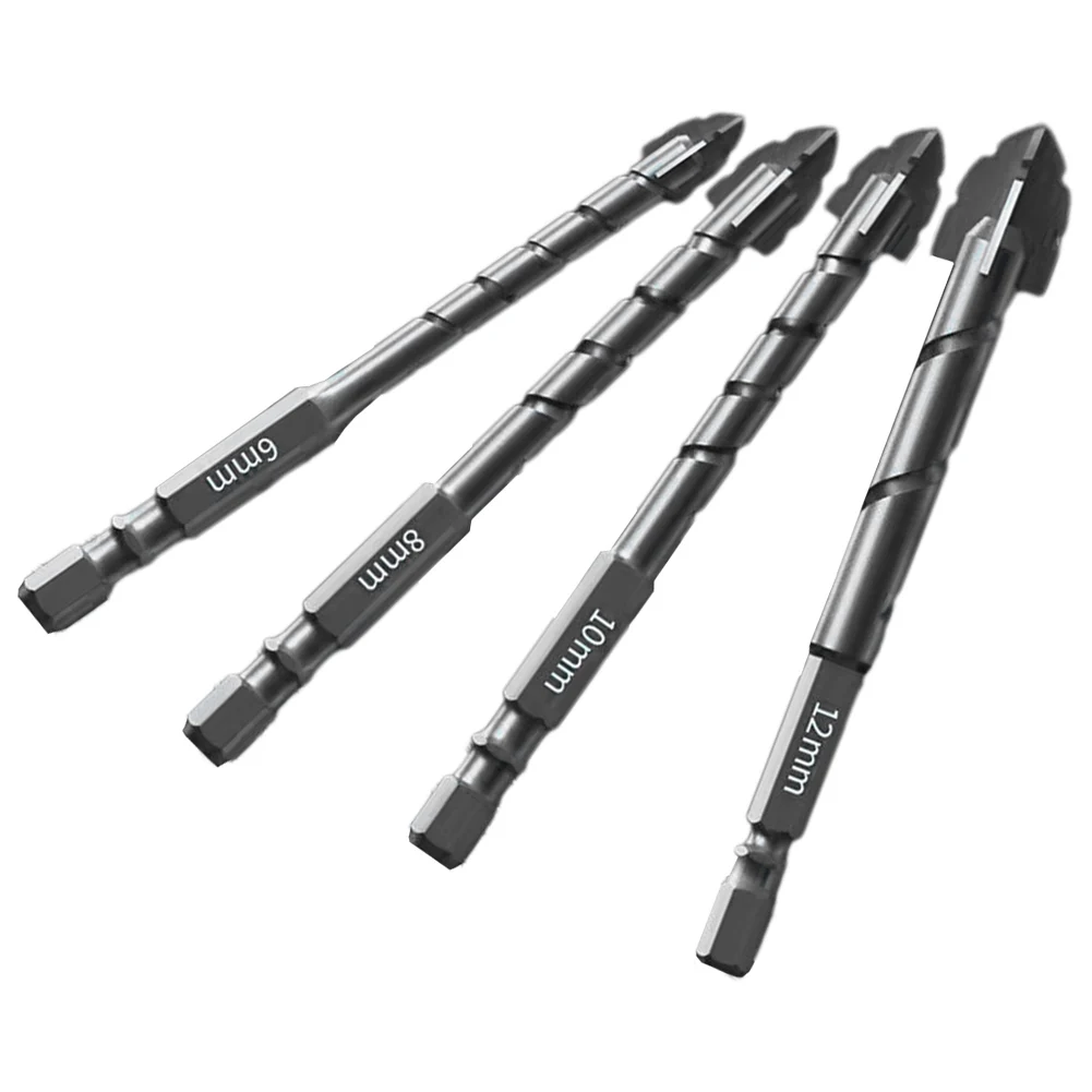 

4pcs Eccentric Drill Drilling Glass Tile Punching Rock Slab Triangle Drill Bit Cross Serrated Drill Bit S-harp Tooth Drill Bits