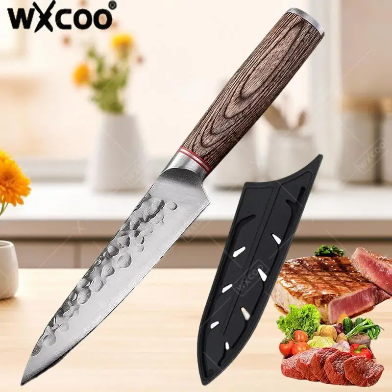 

WXCOO 5.5inch Kitchen Knife Handmade Forged Knives Stainless Steel Butcher Cleaver with Cover Multi-functional Boning Knife