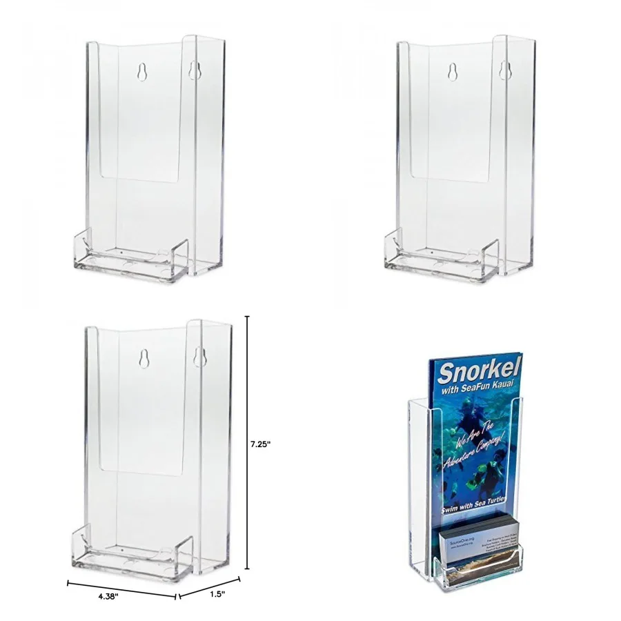 

Tall Boy 4-Inch Wide Wall Mount Brochure Holder with Business Card Holder
