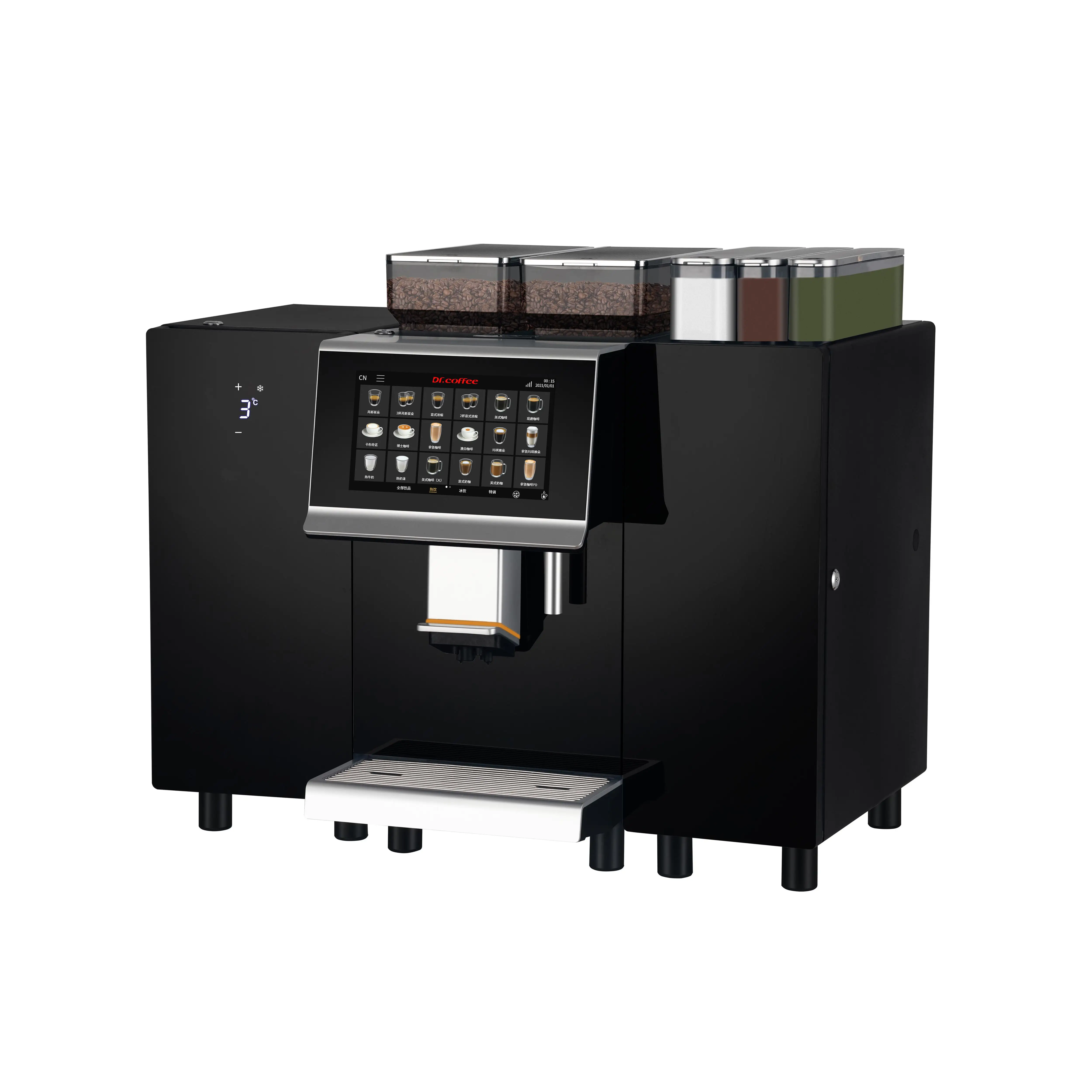 Dr.Coffee F22 High Quality Black Fully Automatic Hotel Coffee Machines With Powder Hoppers