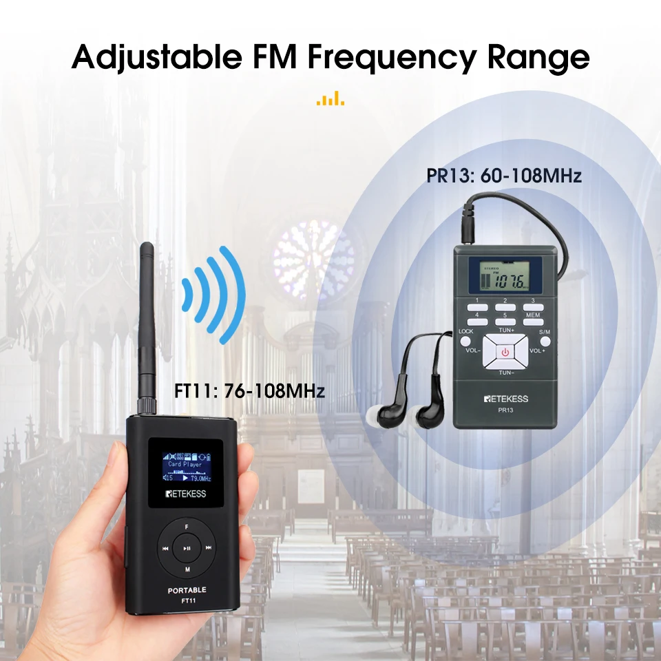 Retekess FT11 FM Transmitter  PR13 FM Radio Receiver Voice Transmission System For Meeting Simultaneous Interpretation With MIC