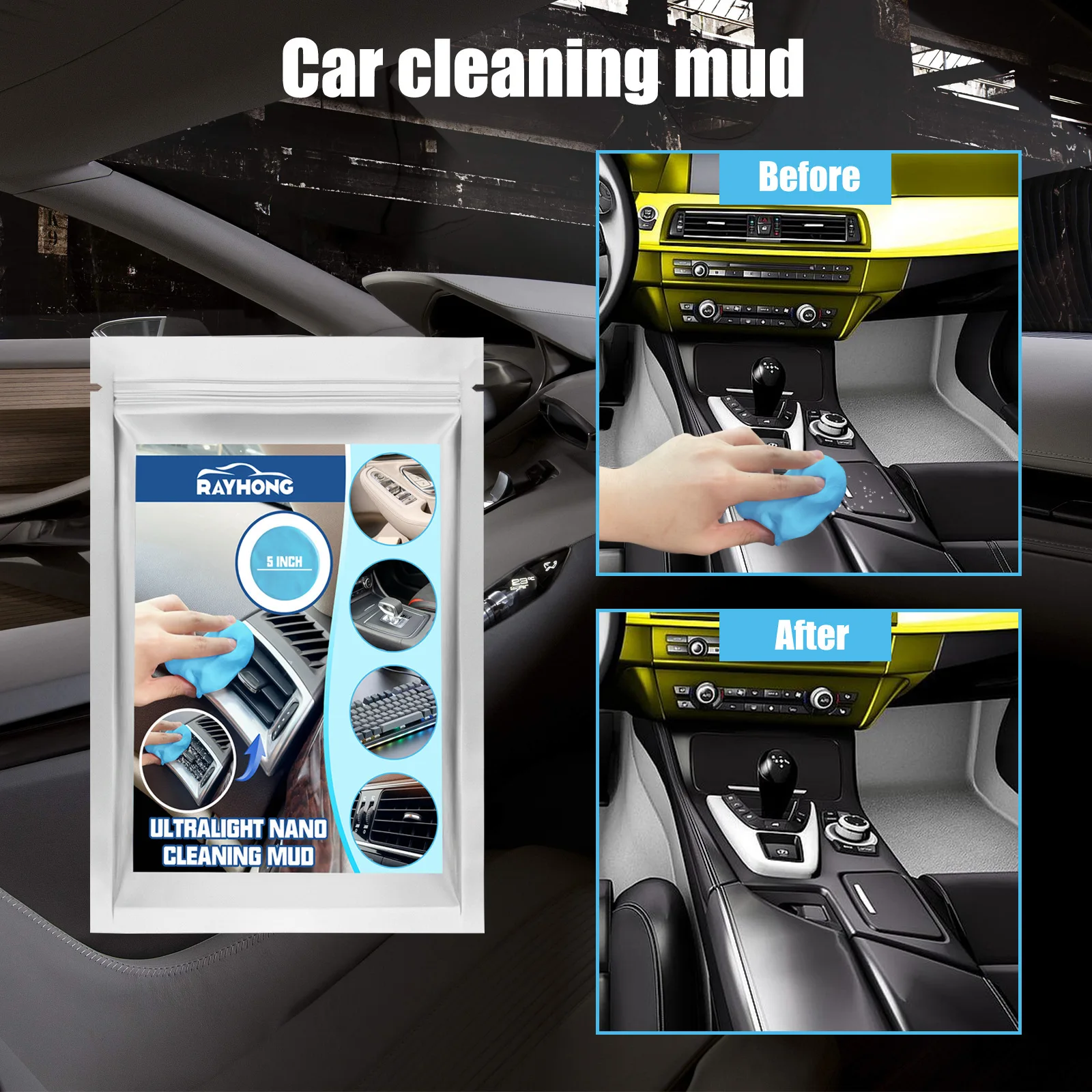 

Car Cleaning Gel Auto Air Vent Interior Detail Cleaning Mud Reusable Multi-function Dust Removal Gap Cleaner For Keyboard Car