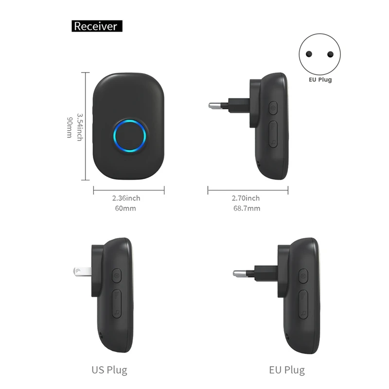 جديد-جرس الباب الذكي مقاوم للماء جرس الباب اللاسلكي جرس الباب المنزلي ذكي 4-Level التحكم في مستوى الصوت 38 أغنية جرس الباب