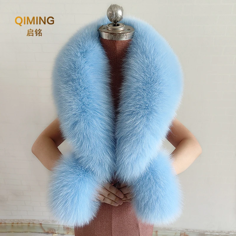 Winter Natural Real Fox Fur Collar Fur Scarf Women Luxury Men Coat Jacket Fur Shawl Fur Cuff Set Warmer Fur Shawls Wraps Scarves