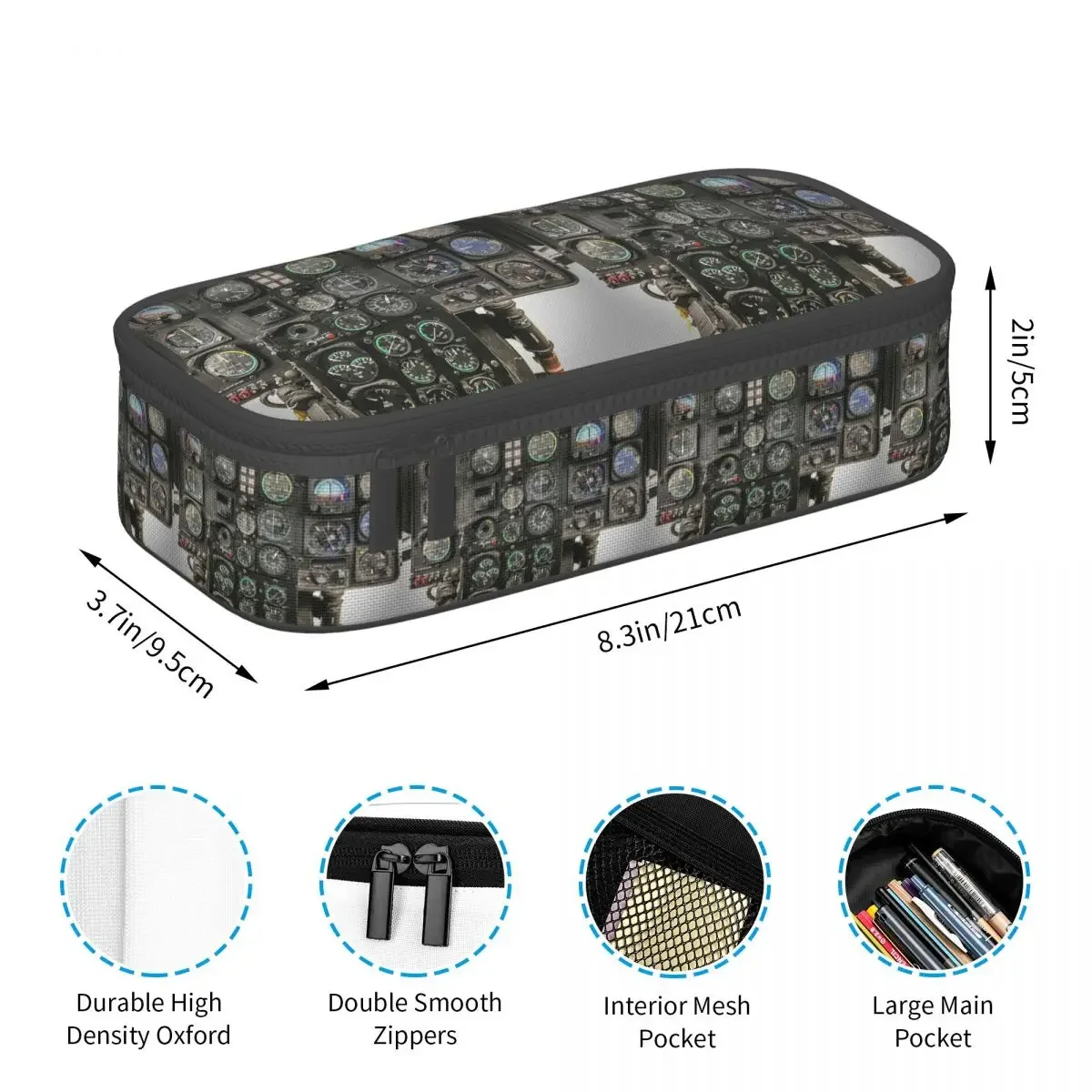Aviation Helicopter Cockpit Instrument Pencil Case for Kids Gifts Pen Box Pencil Bag Stationery Supplies Pen Holder Bag