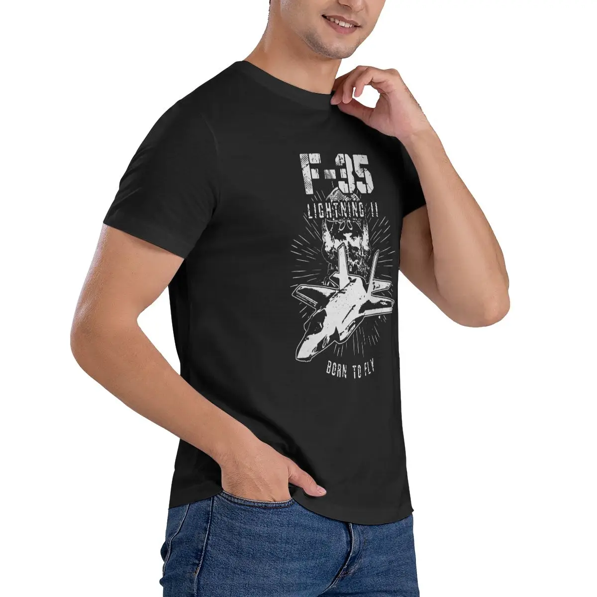 Camiseta F-35 Lightning F35 para hombre, Camisa de algodón estampada, divertida, de manga corta