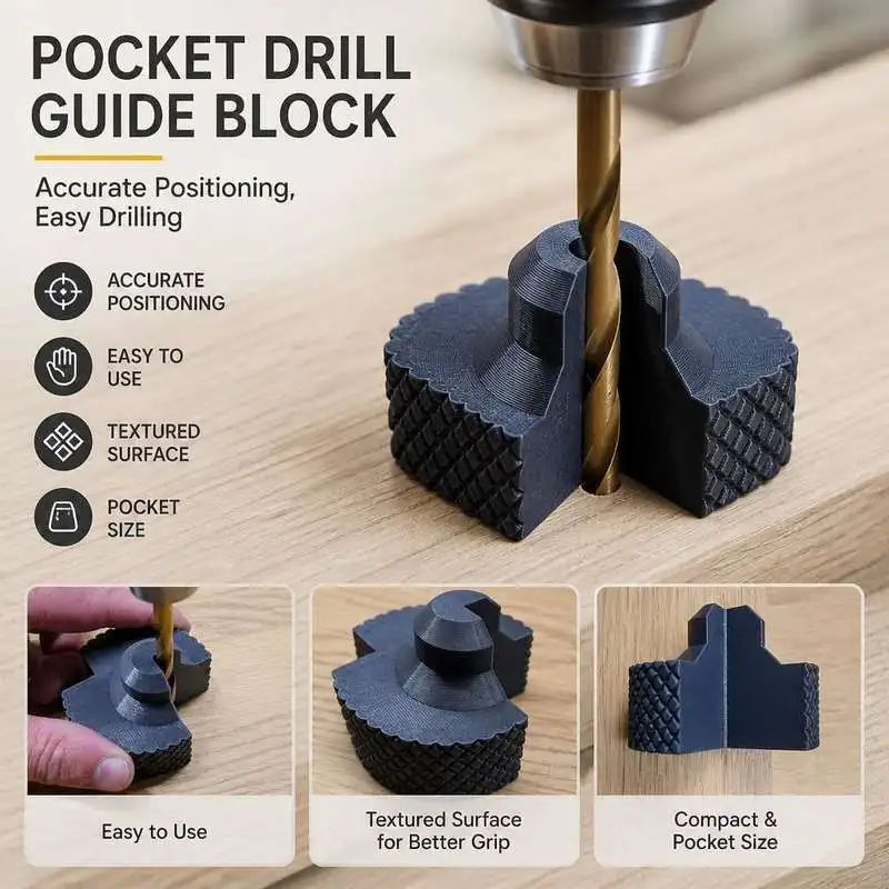 Pocket Drill Bit Guide Block Locator Jig Positioning Tool For Accurate Drilling Hand Operated Craft Work