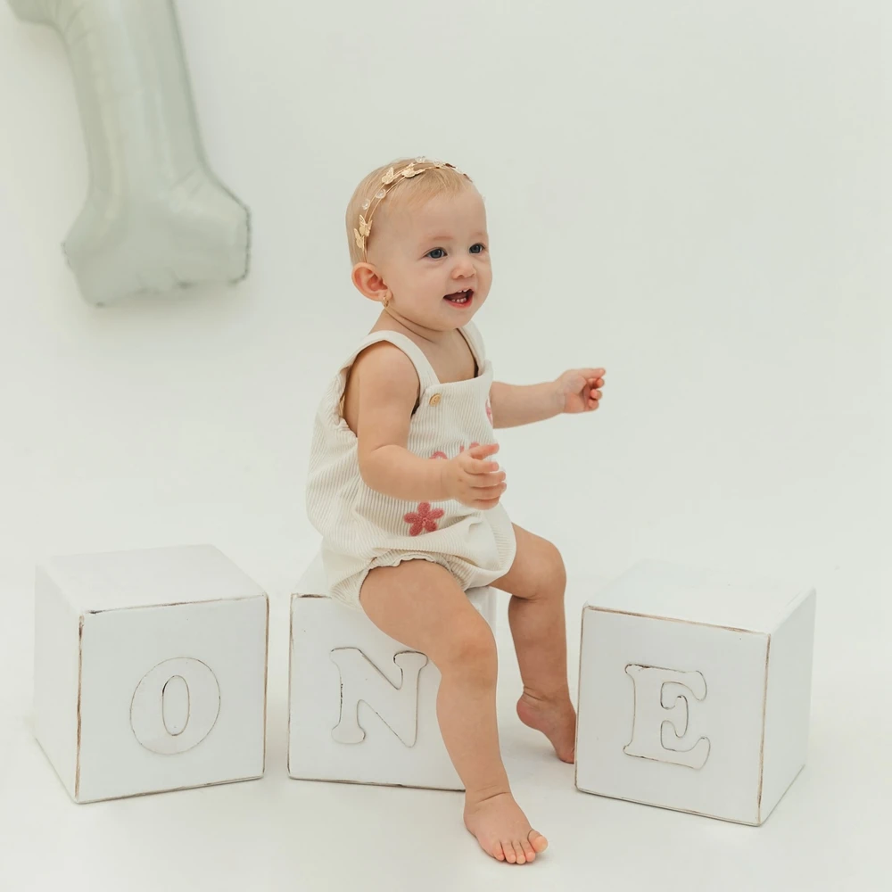 1st Birthday Baby Girl Romper White Pink Floral Embroidered ONE Infant Photography Outfit 6-12M 12-18M Newborn Toddler Clothes