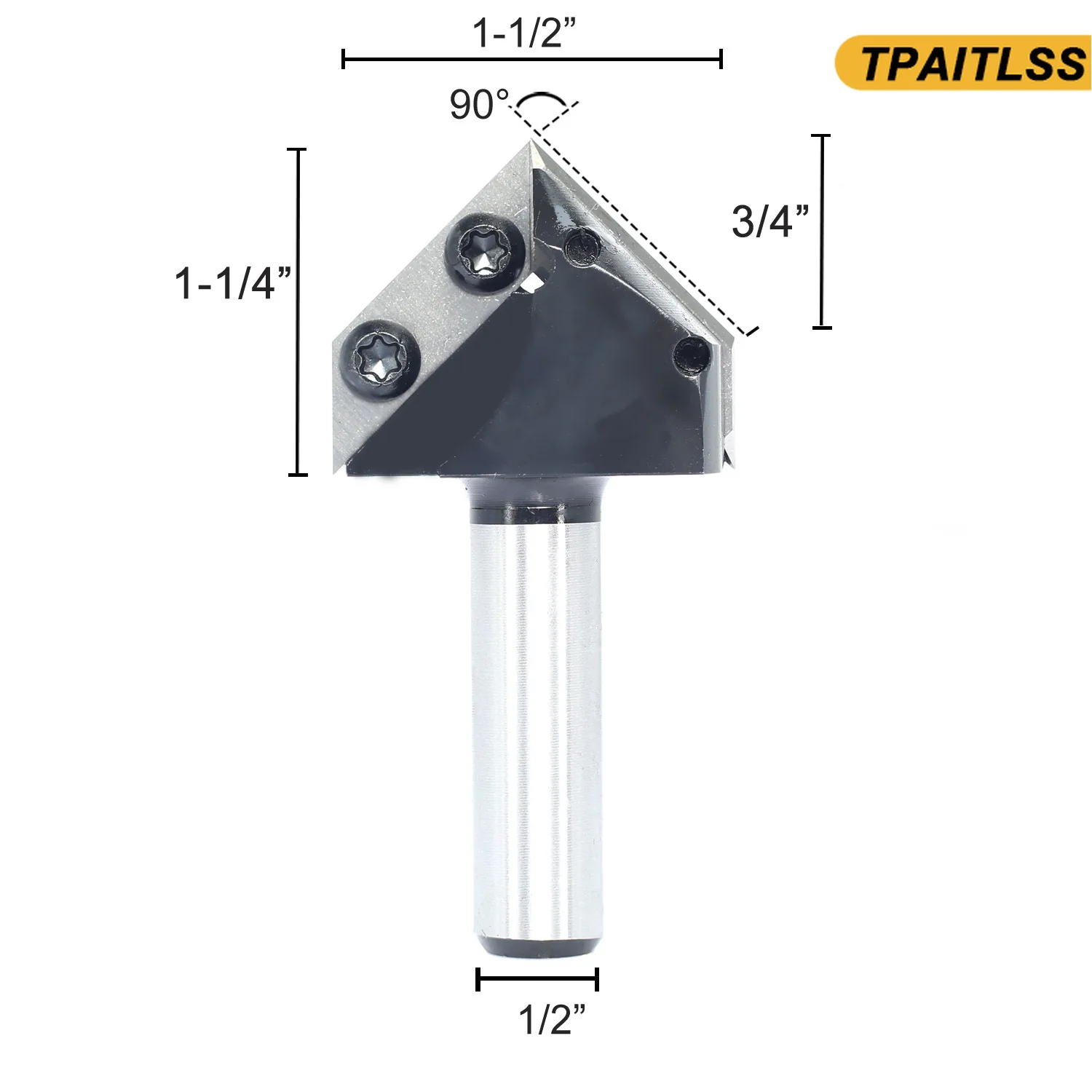 1/2 Inch 1/4 Inch 8mm Shank Dual Blades 90 Degree V-Groove Router Bit Carbide Insert Wood CNC Router Bit