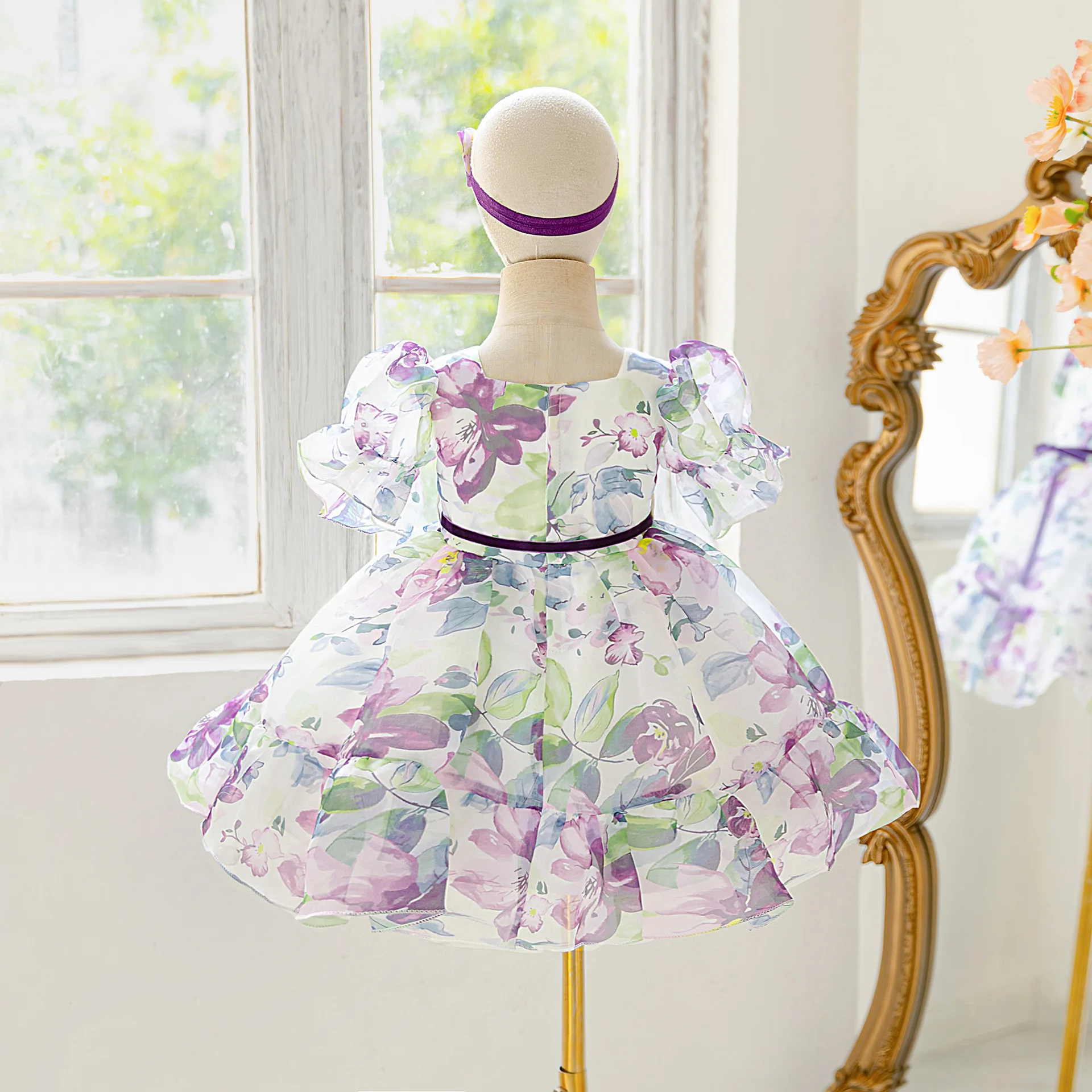 

Toddler Party Baby Girls Flower Dress Elegant Tulle 1st Birthday Princess Dress For Kids Wedding Bridesmaids Evening Prom Gown